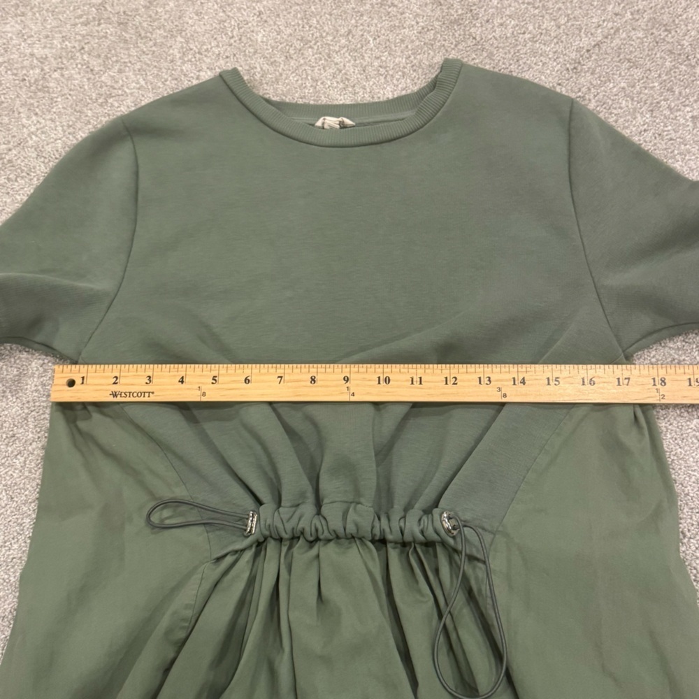 Anthropologie Pilcro Short Sleeve Sweatshirt mini dress Size Small Moss Green - Picture 10 of 12